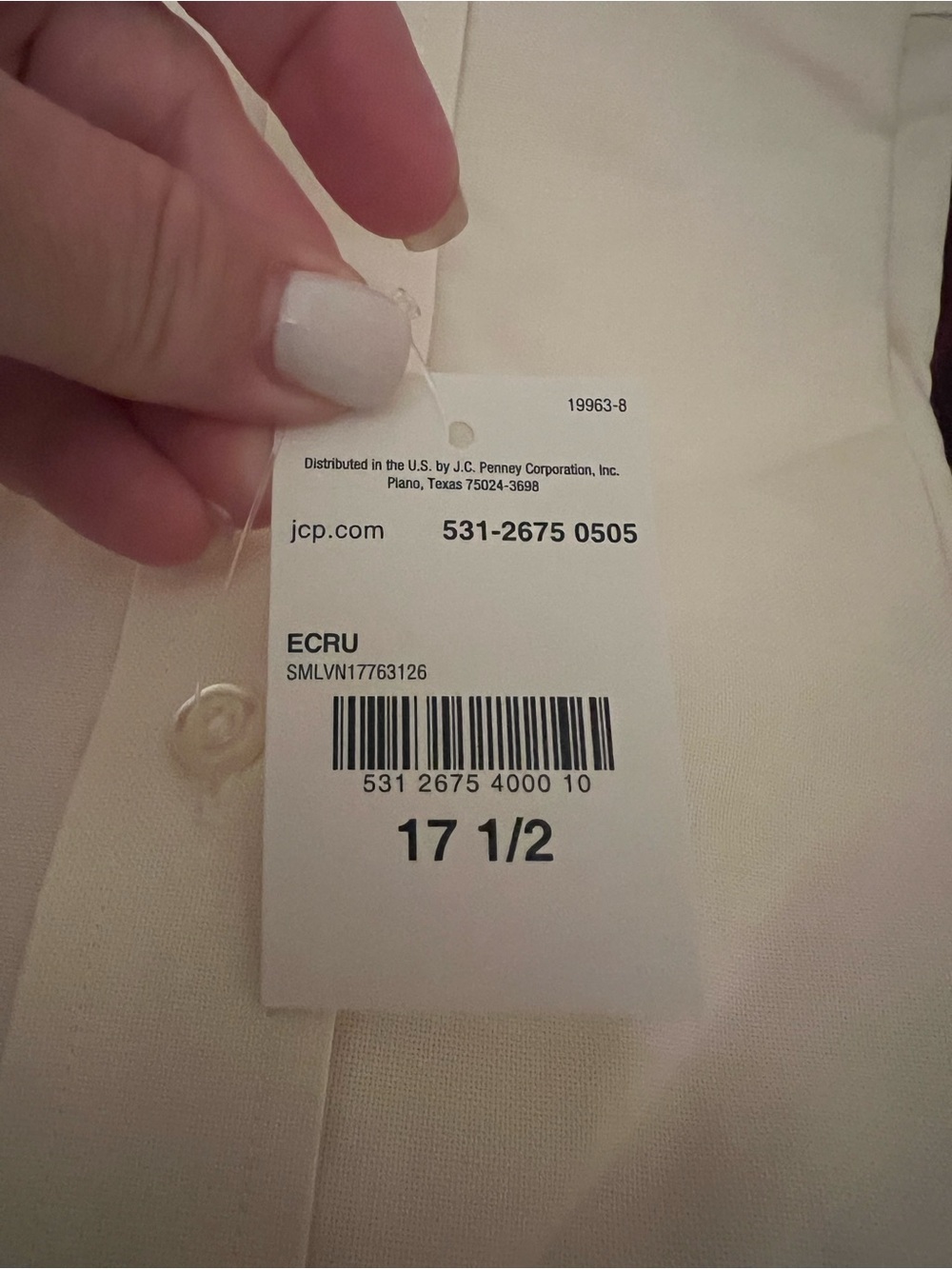 NWT Stafford Men's Short Sleeve Button-Down Oxford in Cream - Regular fit 17.5 - Picture 4 of 5